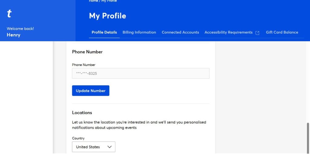 Edit Your Phone Number On Ticketmaster